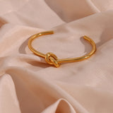 Minimalist Knot Cuff Bangle – Waterproof 18K Gold Plated Bracelet | Ezra Gems