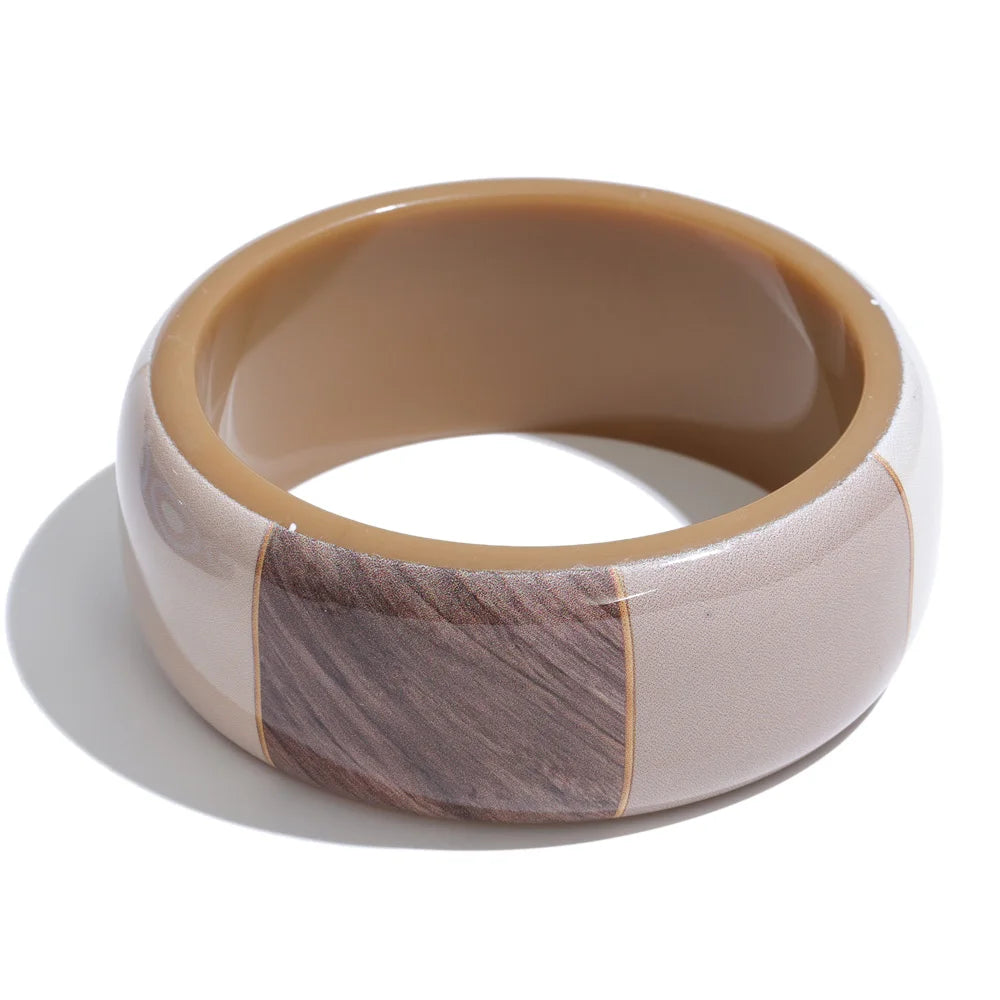 Two-Tone Acrylic Wide Bangle Bracelet – Waterproof 18K Gold Plated Bracelet | Ezra Gems