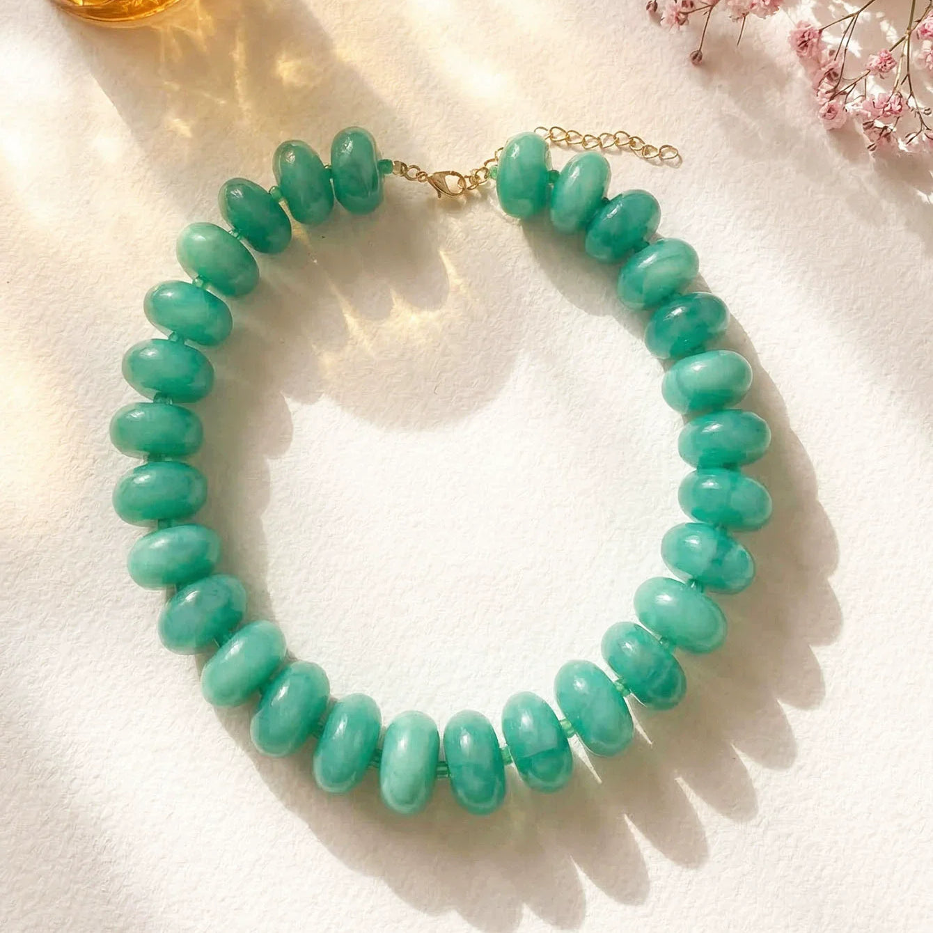 Dopamine Resin Bead Necklace – Waterproof 18K Gold Plated Necklace | Ezra Gems