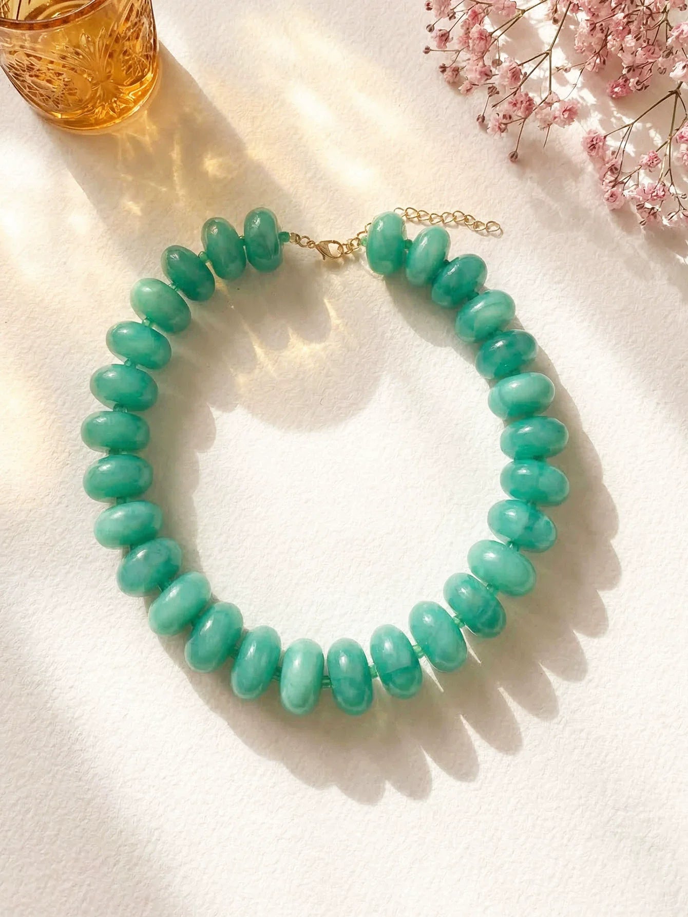 Dopamine Resin Bead Necklace – Waterproof 18K Gold Plated Necklace | Ezra Gems