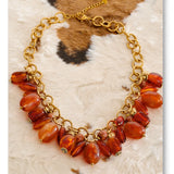 Amber Resin Bead Charm Necklace – Waterproof 18K Gold Plated Necklace | Ezra Gems