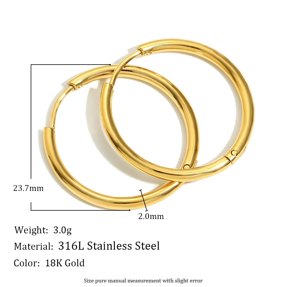 Minimalist Round Loop Hoop Earrings – Waterproof 18K Gold Plated Earring | Ezra Gems