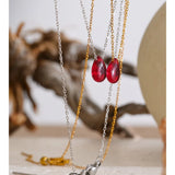 Red Resin Water Drop Pendant Necklace – Waterproof 18K Gold Plated Necklace | Ezra Gems