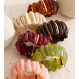 Wide Acrylic Resin Stretch Bangle – Waterproof 18K Gold Plated Bracelet | Ezra Gems