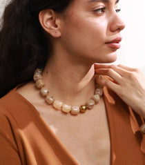 Acrylic Square Beads Chain Necklace – Waterproof 18K Gold Plated Necklace | Ezra Gems