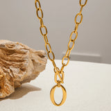 Oval Pendant Toggle Chain Necklace – Waterproof 18K Gold Plated Necklace | Ezra Gems