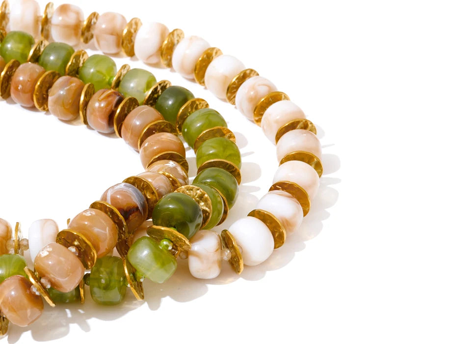 Resin Bead Spacer Chain Necklace – Waterproof 18K Gold Plated Necklace | Ezra Gems