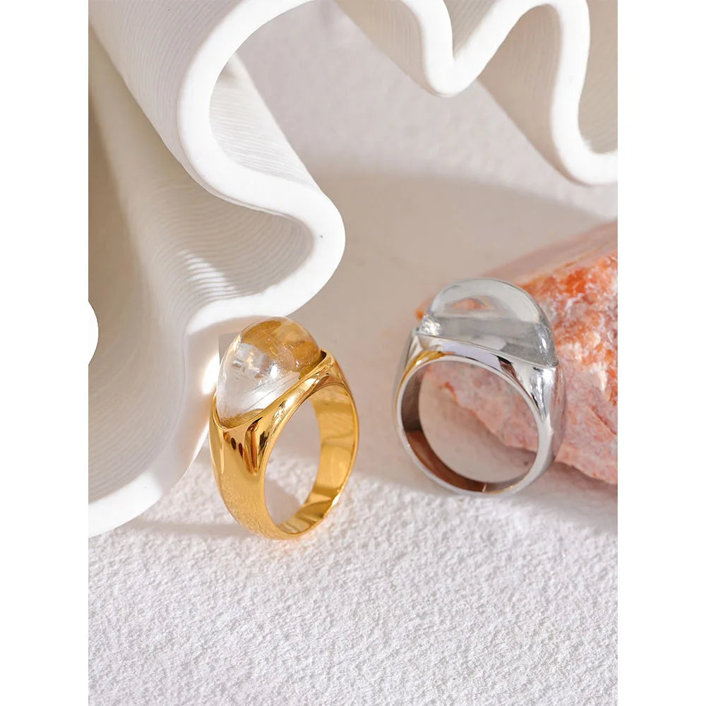 Geometric Cast Resin Statement Ring – Waterproof 18K Gold Plated Ring | Ezra Gems