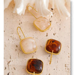 Amber Resin Square Drop Earrings – Waterproof 18K Gold Plated Earrings | Ezra Gems