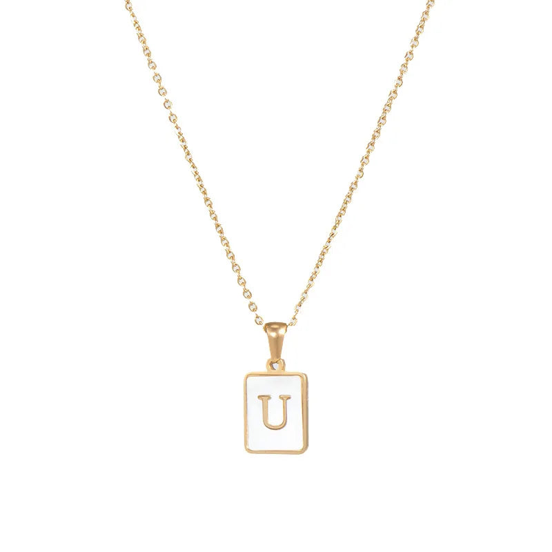 Mother of Pearl Initial Necklace – Waterproof 18K Gold Plated Necklace | Ezra Gems