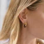 Enamel Double Ring Drop Earrings – Waterproof 18K Gold Plated Earrings | Ezra Gems