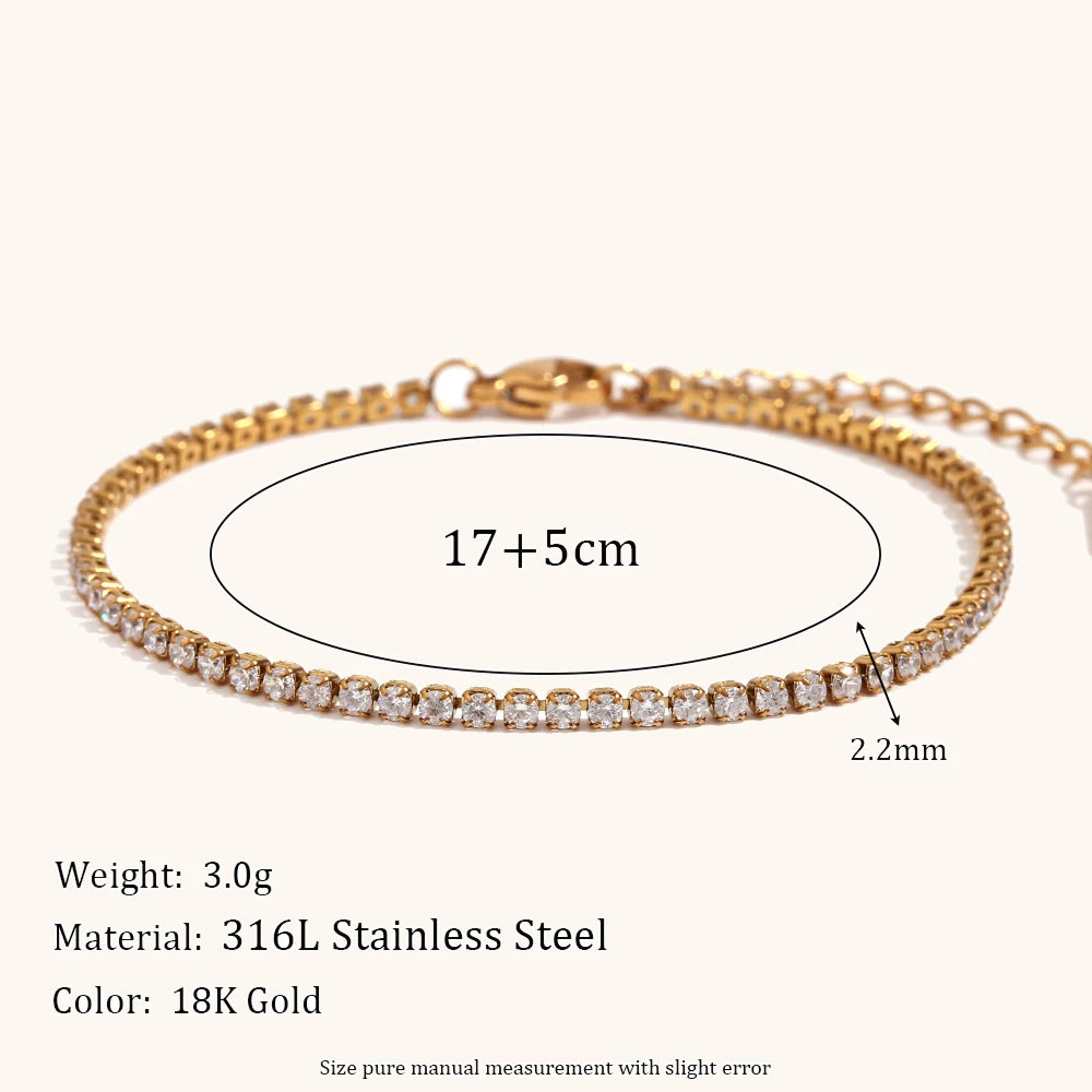 AAA Zircon Tennis Jewelry – Waterproof 18K Gold Plated Necklace and Bracelet | Ezra Gems