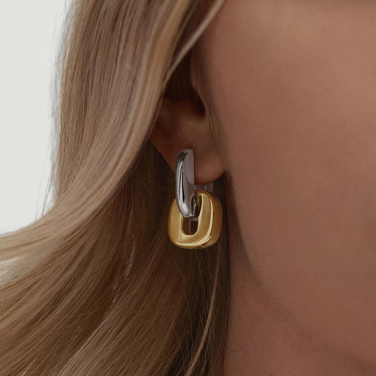 Patchwork U Shape Drop Earrings – Waterproof 18K Gold Plated Earrings | Ezra Gems