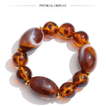 Amber Resin Round Bead Chain Bracelet – Waterproof 18K Gold Plated Bracelet | Ezra Gems