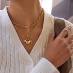 Pearl Cross Heart Pendant Necklace – Waterproof 18K Gold Plated Necklace | Ezra Gems
