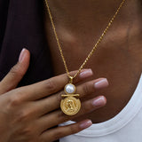 Pearl Cameo Portrait Necklace – Waterproof 18K Gold Plated Necklace | Ezra Gems