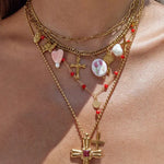 Cross Charm Cluster Necklace – Waterproof 18K Gold Plated Necklace | Ezra Gems