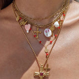 Cross Charm Cluster Necklace – Waterproof 18K Gold Plated Necklace | Ezra Gems