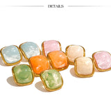 Colorful Resin Square Stud Earrings
