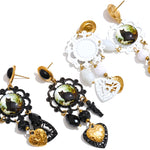 Acrylic Crystal Cat Heart Drop Earrings – Waterproof 18K Gold Plated Earrings | Ezra Gems