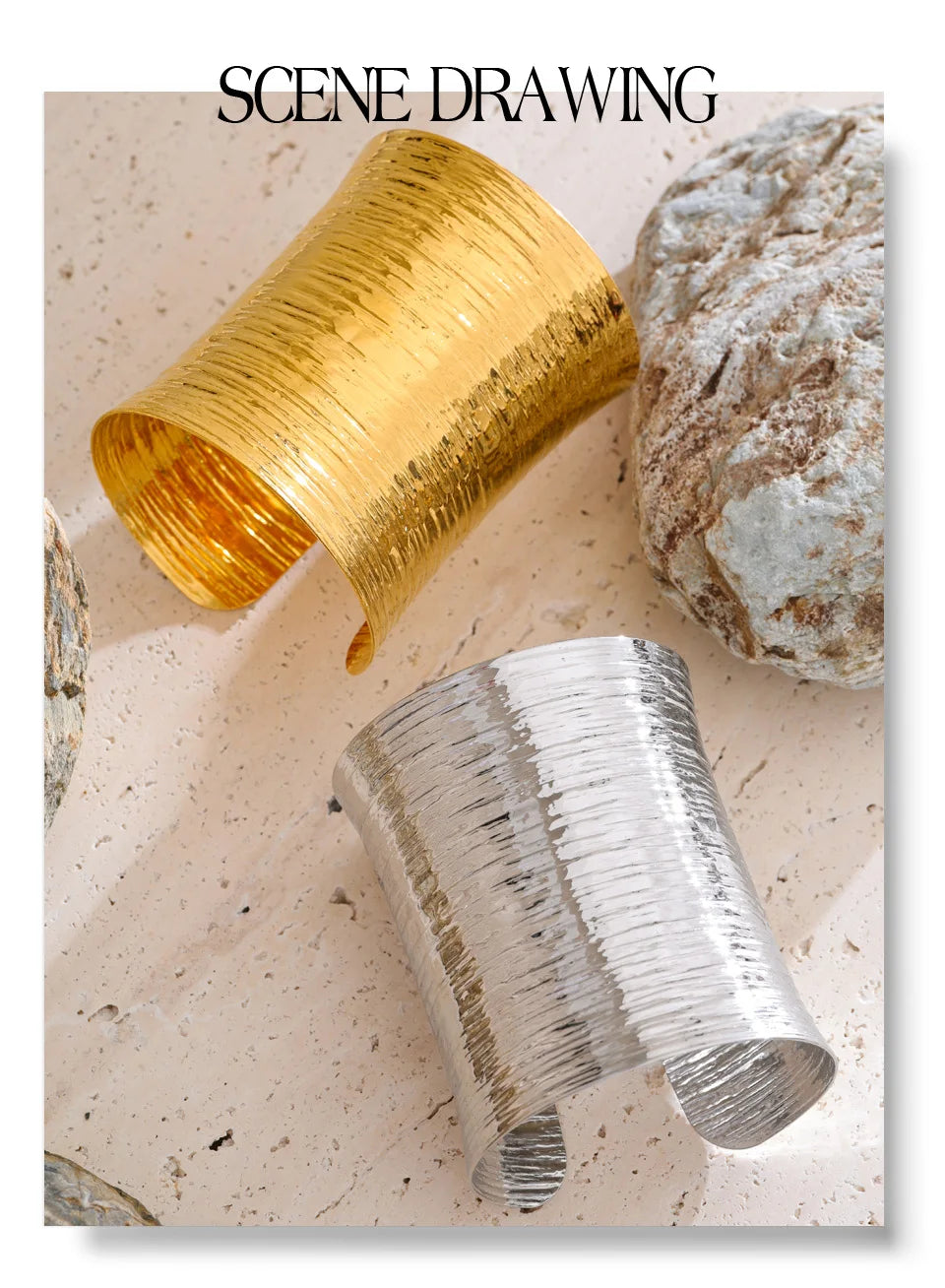 Statement Wide Metal Cuff Bracelet – Waterproof 18K Gold Plated Bracelet | Ezra Gems