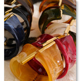 Acrylic Wide Statement Bangle – Waterproof 18K Gold Plated Bracelet | Ezra Gems