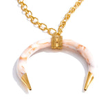 Resin Horn Pendant Long Necklace – Waterproof 18K Gold Plated Necklace | Ezra Gems