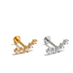 Zircon Helix Flat Back Cartilage Earring – Waterproof 18K Gold Plated Earring | Ezra Gems