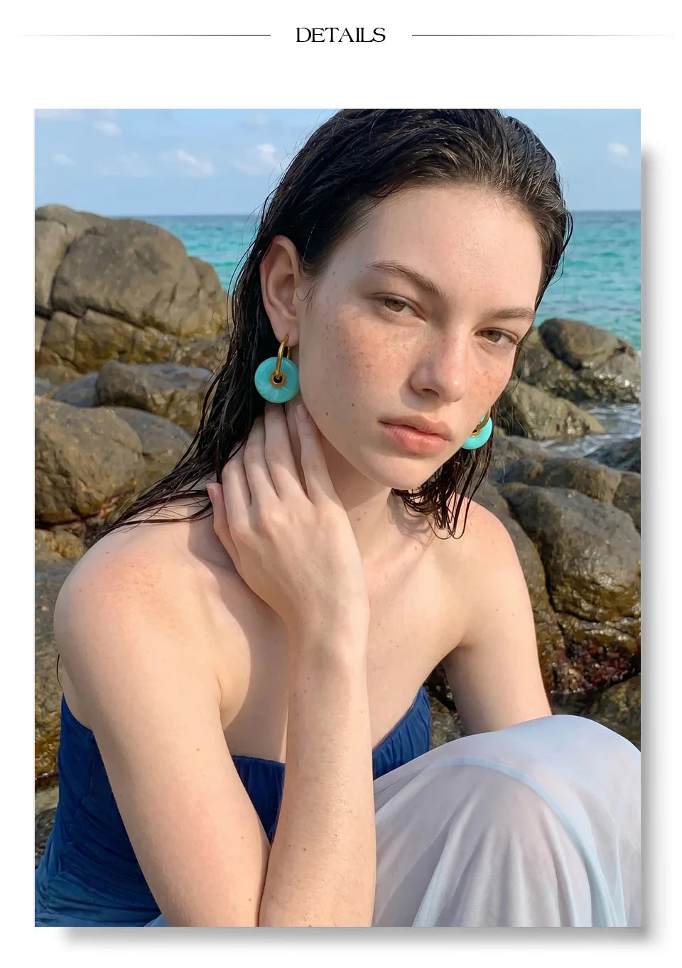 Thick Round Acrylic Resin Drop Earrings – Waterproof 18K Gold Plated Earrings | Ezra Gems