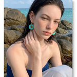 Thick Round Acrylic Resin Drop Earrings – Waterproof 18K Gold Plated Earrings | Ezra Gems