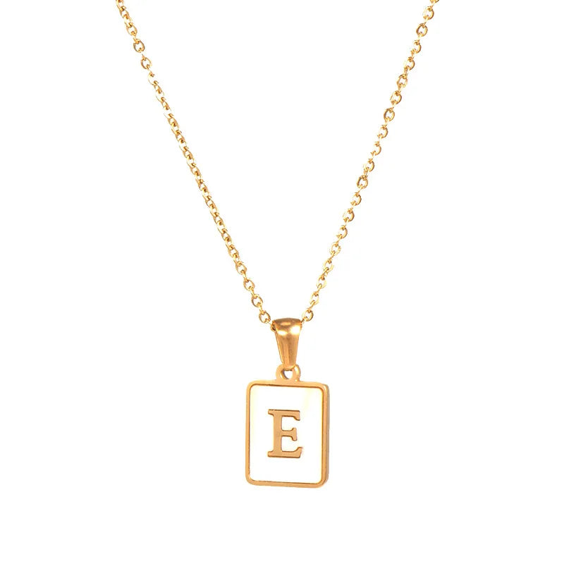 Mother of Pearl Initial Necklace – Waterproof 18K Gold Plated Necklace | Ezra Gems