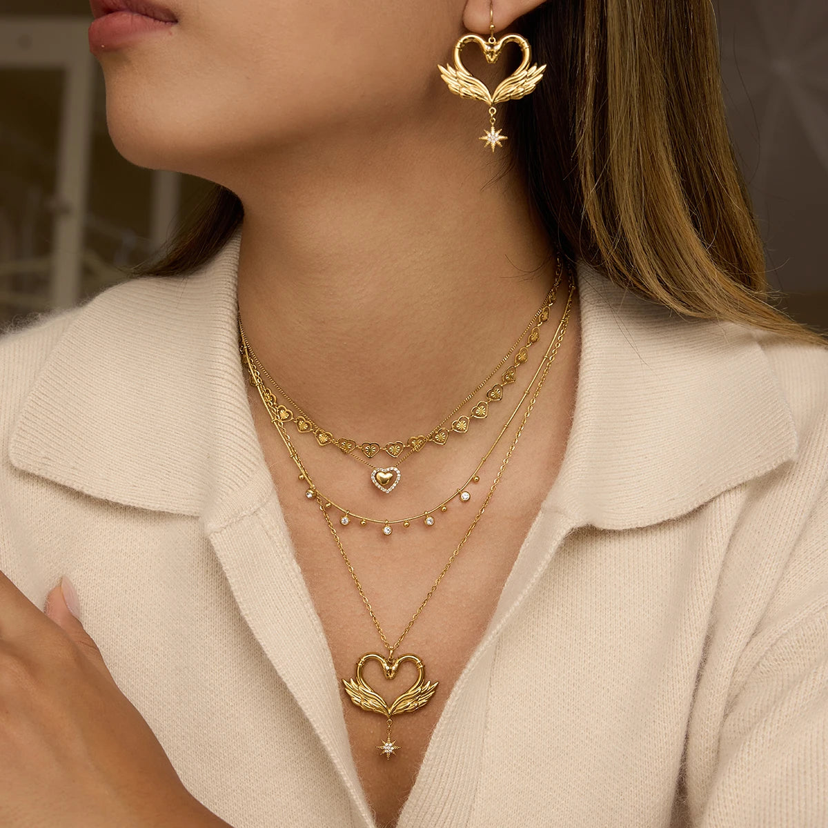 Swan Necklace and Earrings Set - Jewelry Sets