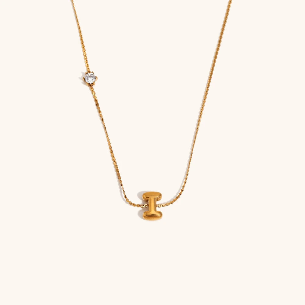 Sparkling Zircon Initial Necklace – Waterproof 18K Gold Plated Necklace | Ezra Gems