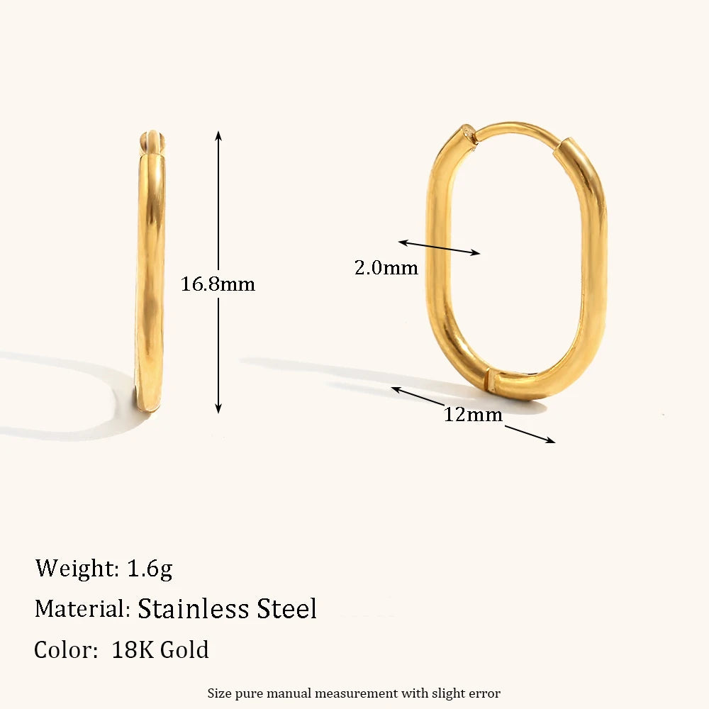 Classic Stainless Steel Hoop Earrings – Waterproof 18K Gold Plated Earrings | Ezra Gems