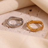 Wave Pattern Plain Band Ring – Waterproof 18K Gold Plated Ring | Ezra Gems