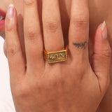 Snake Sunburst Signet Ring – Waterproof 18K Gold Plated Ring | Ezra Gems