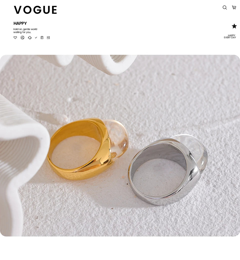 Geometric Cast Resin Statement Ring – Waterproof 18K Gold Plated Ring | Ezra Gems