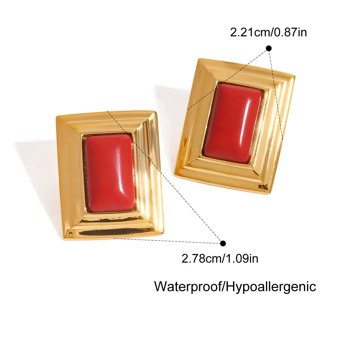 Retro Agate Geometric Stud Earrings