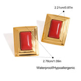 Retro Agate Geometric Stud Earrings