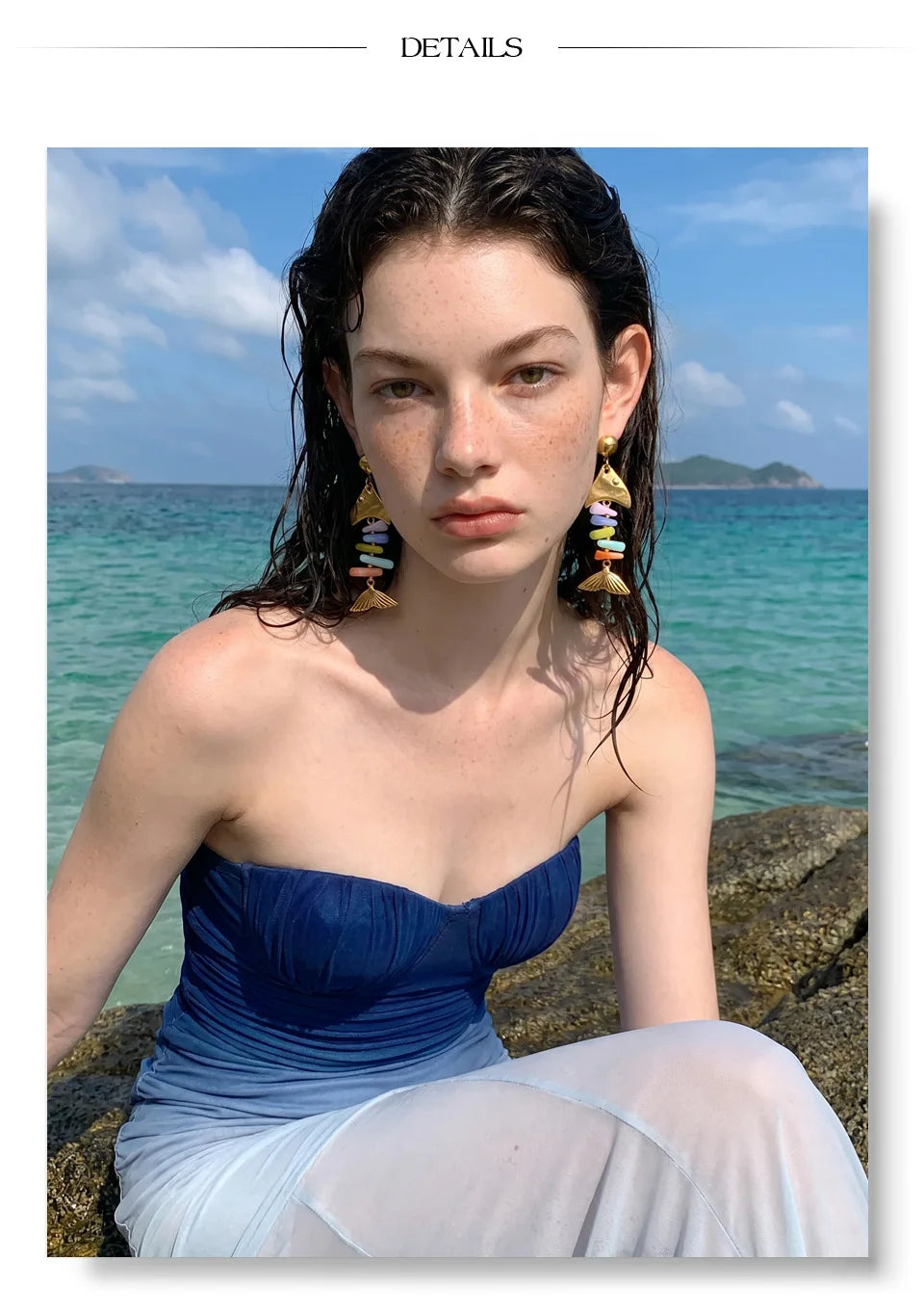 Colorful Resin Fish Drop Earrings – Waterproof 18K Gold Plated Earrings | Ezra Gems