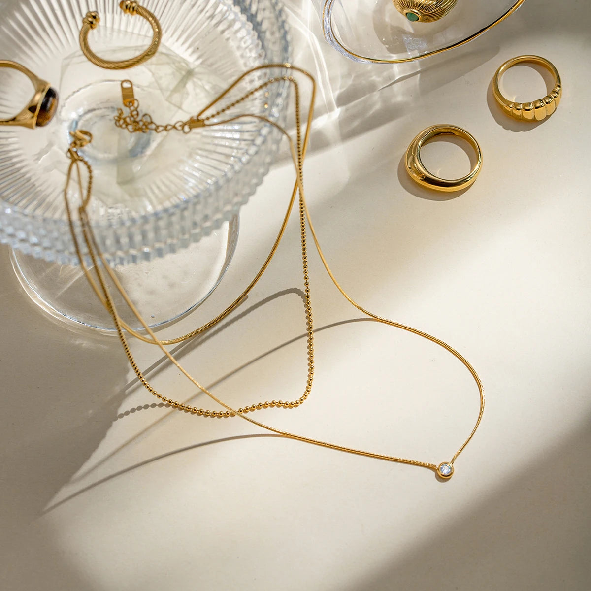 Three Layer Y Shape Necklace – Waterproof 18K Gold Plated Necklace | Ezra Gems