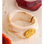 Resin wide bangle in light green — waterproof hypoallergenic statement bracelet