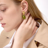 Green Resin Drop Earrings – Waterproof 18K Gold Plated Earrings | Ezra Gems