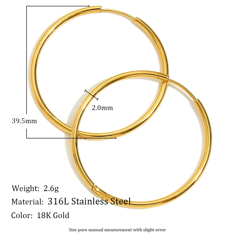 Minimalist Round Loop Hoop Earrings – Waterproof 18K Gold Plated Earring | Ezra Gems