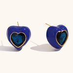Heart Zircon Inlay Earrings – Waterproof 18K Gold Plated Earrings | Ezra Gems