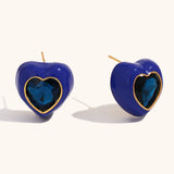 Heart Zircon Inlay Earrings – Waterproof 18K Gold Plated Earrings | Ezra Gems