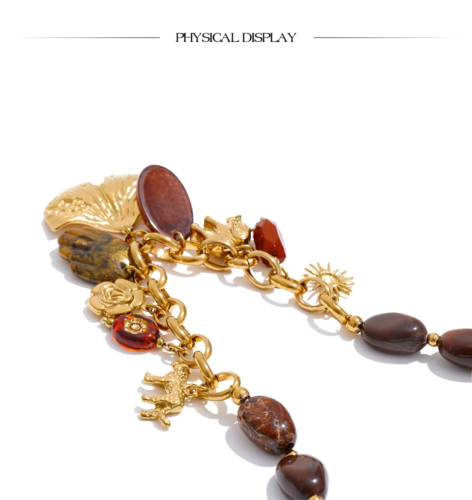 Resin Bead Sun Charm Necklace – Waterproof 18K Gold Plated Necklace | Ezra Gems