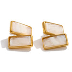 Acrylic Rectangle Stud Earrings – Waterproof 18K Gold Plated Earrings | Ezra Gems