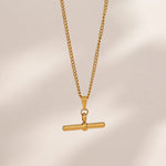 Minimalist T-Bar Pendant Necklace – Waterproof 18K Gold Plated Necklace | Ezra Gems