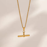 Minimalist T-Bar Pendant Necklace – Waterproof 18K Gold Plated Necklace | Ezra Gems